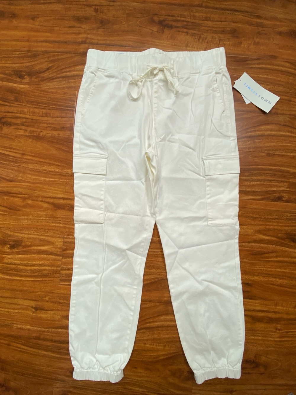 NWT New Tinseltown Womens Off White Cargo Jogger Pants Size Medium Streetwear